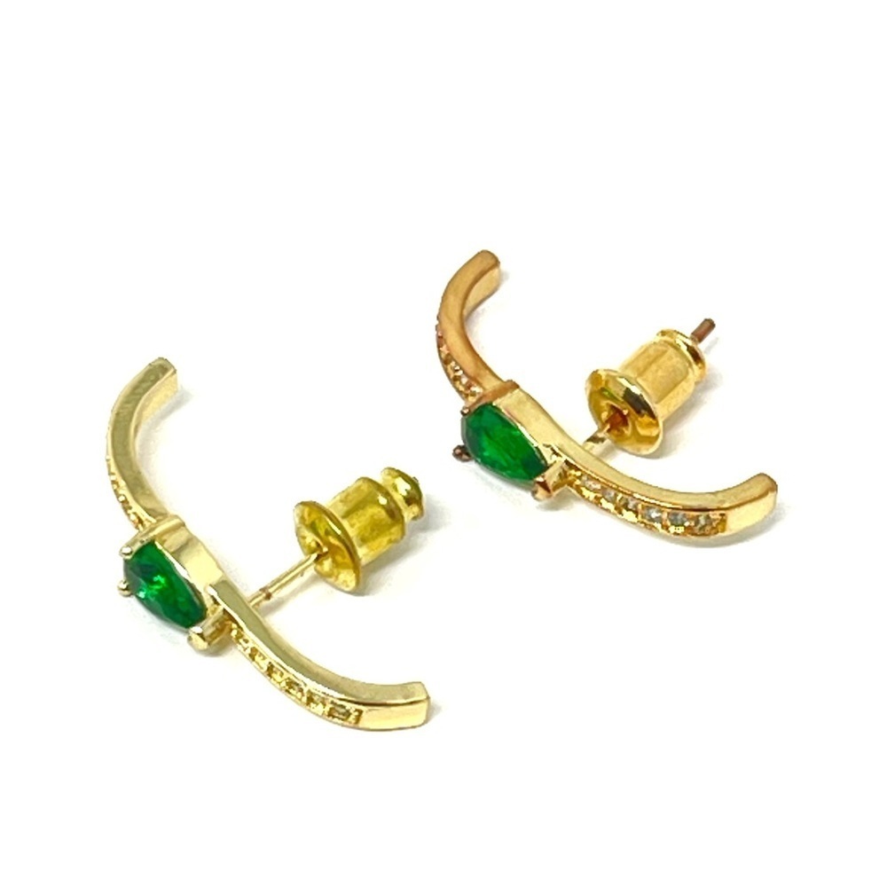 New Anthropologie Bar Stack Gold Earrings Green - Picture 1 of 4